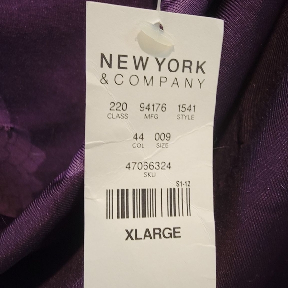 New York & Company Purple Floral Cowl Neck Blouse - Picture 4 of 5